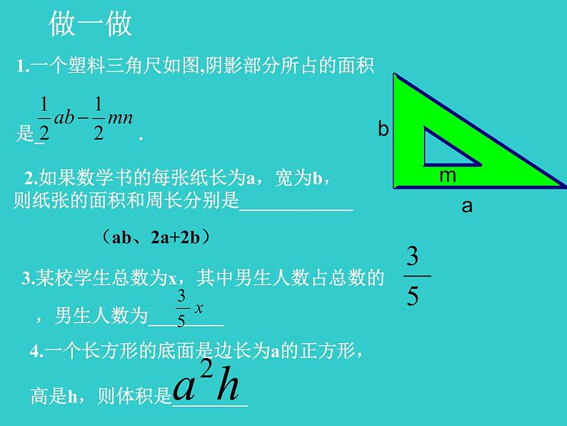 北师大版七年级数学上册 3.3 整式(课件)第3页