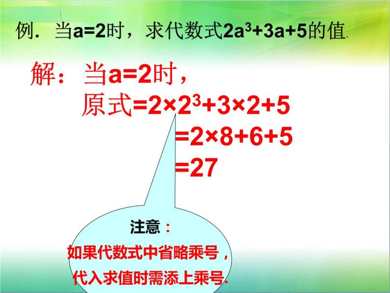 北师大版七年级数学上册 3.2 代数式求值（课件）07