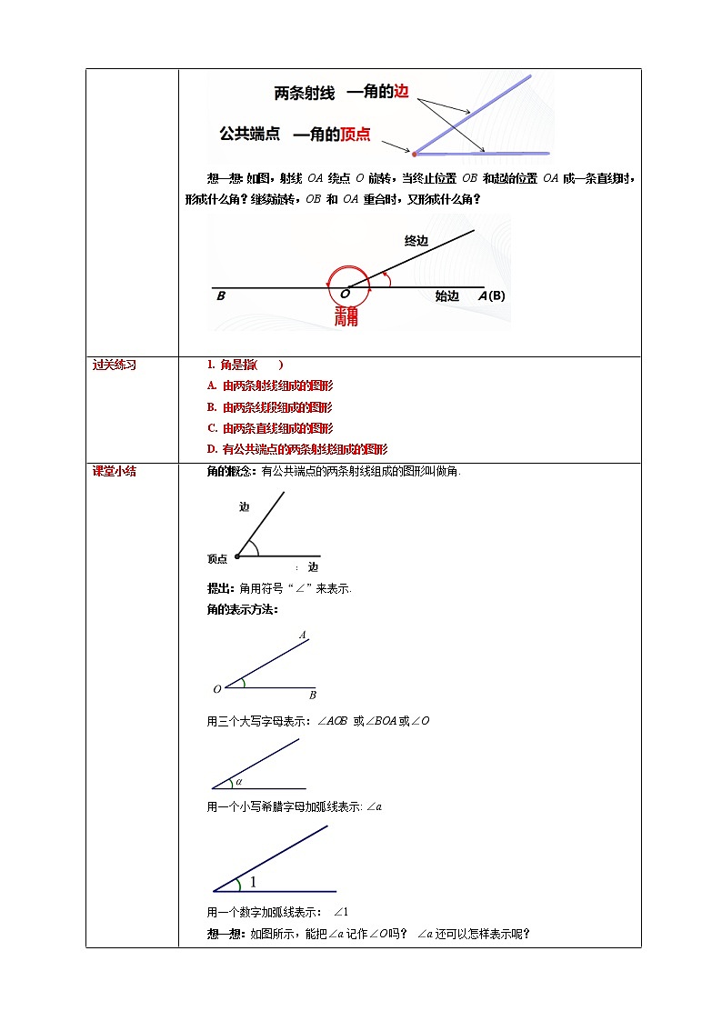 【精选备课】2021年秋数学七上人教版 4.3.1 角(教案+课件+学案+练习)02