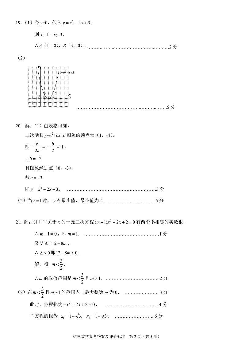 2021-2022年11月期中 未知学校 初三答案第2页