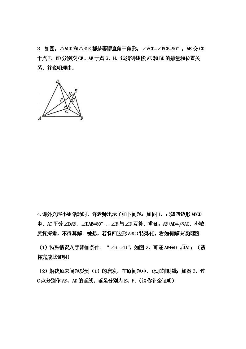 人教版《全等三角形》解答题压轴题能力提升专练原卷版第3页