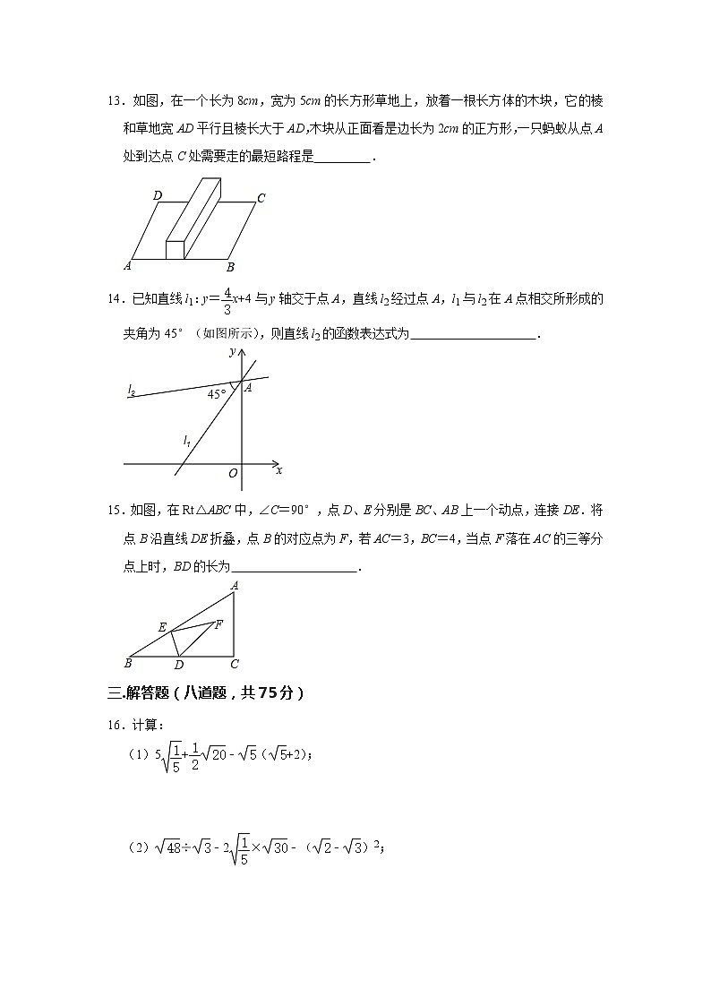 北师版2020—2021学年第一学期八年级上期末考数学试卷(含答案)河南省焦作市期中第3页
