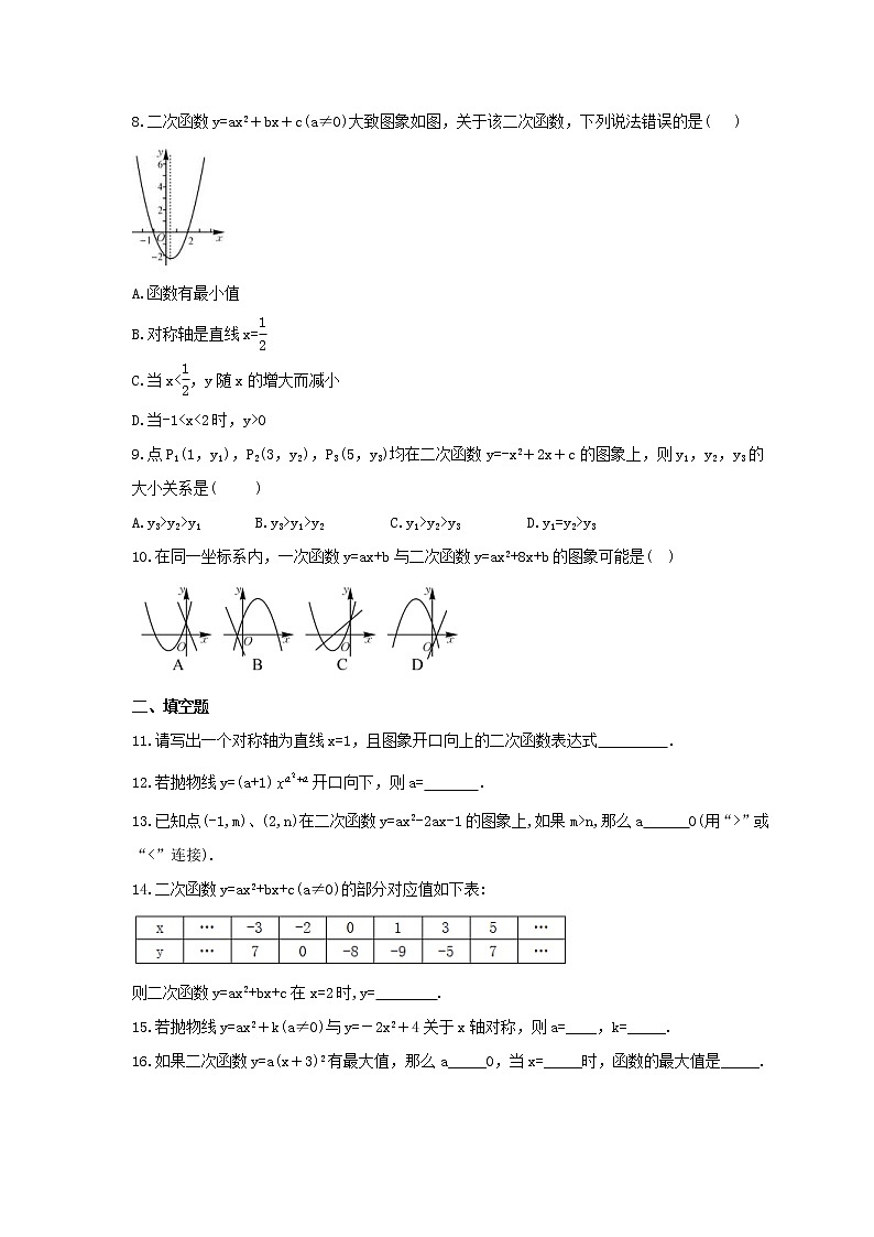 2021年青岛版数学九年级下册5.4《二次函数的图像与性质》同步练习卷(含答案)02