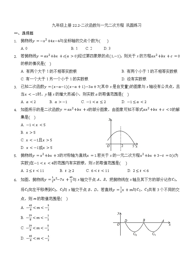 二次函数与一元二次方程 巩固练习01