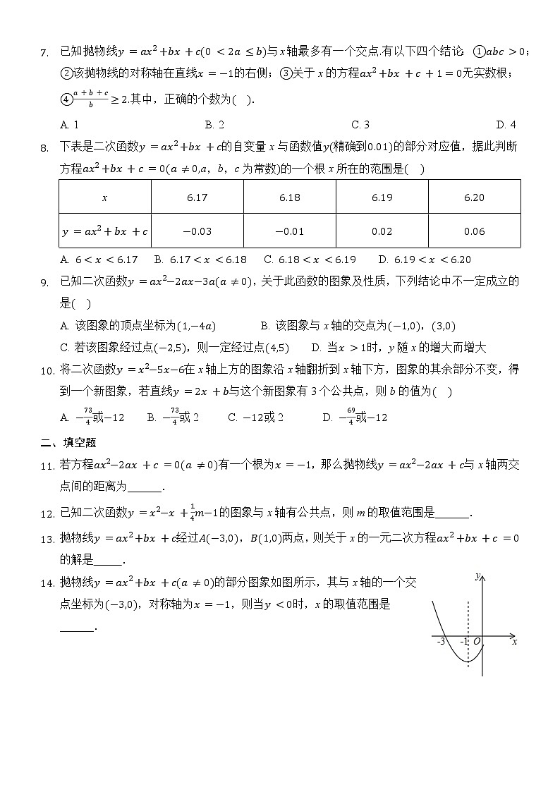 二次函数与一元二次方程 巩固练习02