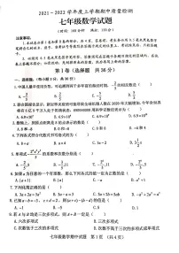 2021-2022学年七年级上学期期中质量检测数学试题(含答案)