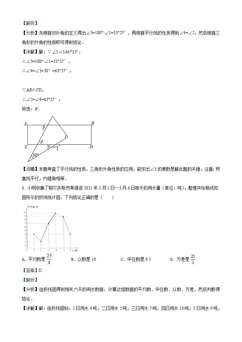 2021年内蒙古鄂尔多斯中考数学试题(解析版)第3页