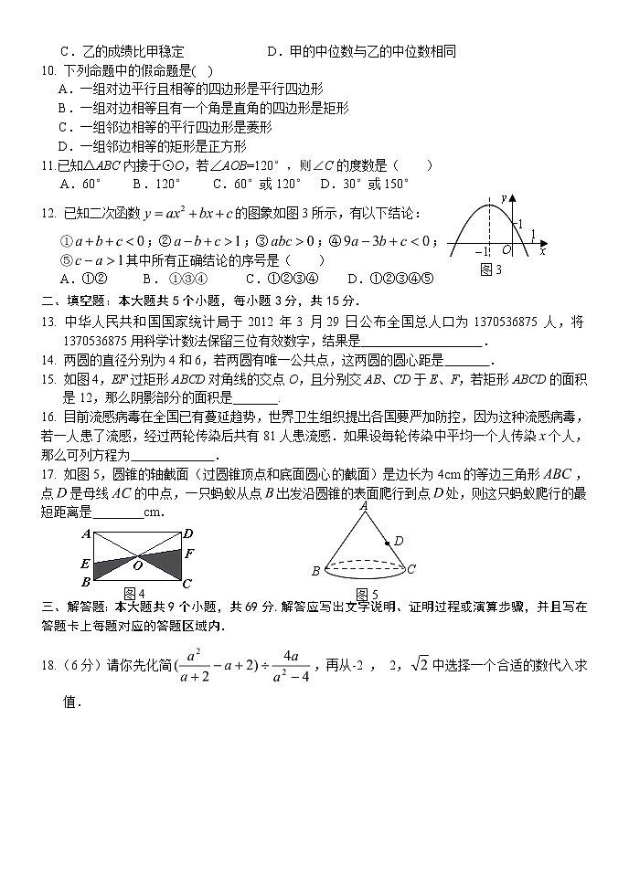 湖北省枣阳市太平三中2020年中考数学模拟试题第2页