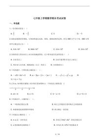2021年广西壮族自治区贺州市七年级上学期数学期末考试试卷含解析答案