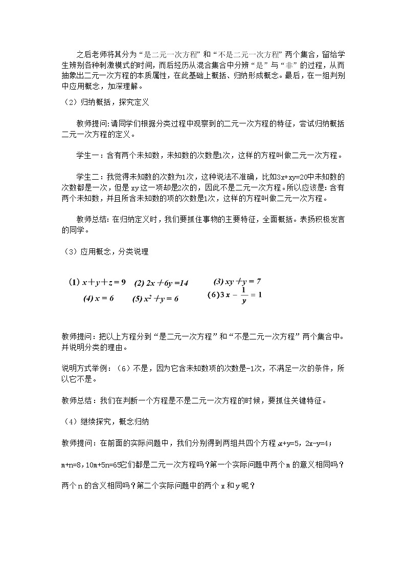 北师大版八年级数学上册 5.1 认识二元一次方程组(教案)03