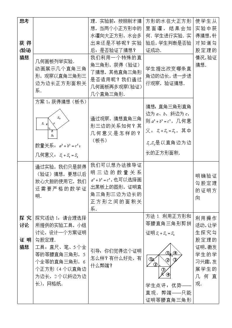 浙教版数学八年级上册 2.7 探索勾股定理(教案)第3页