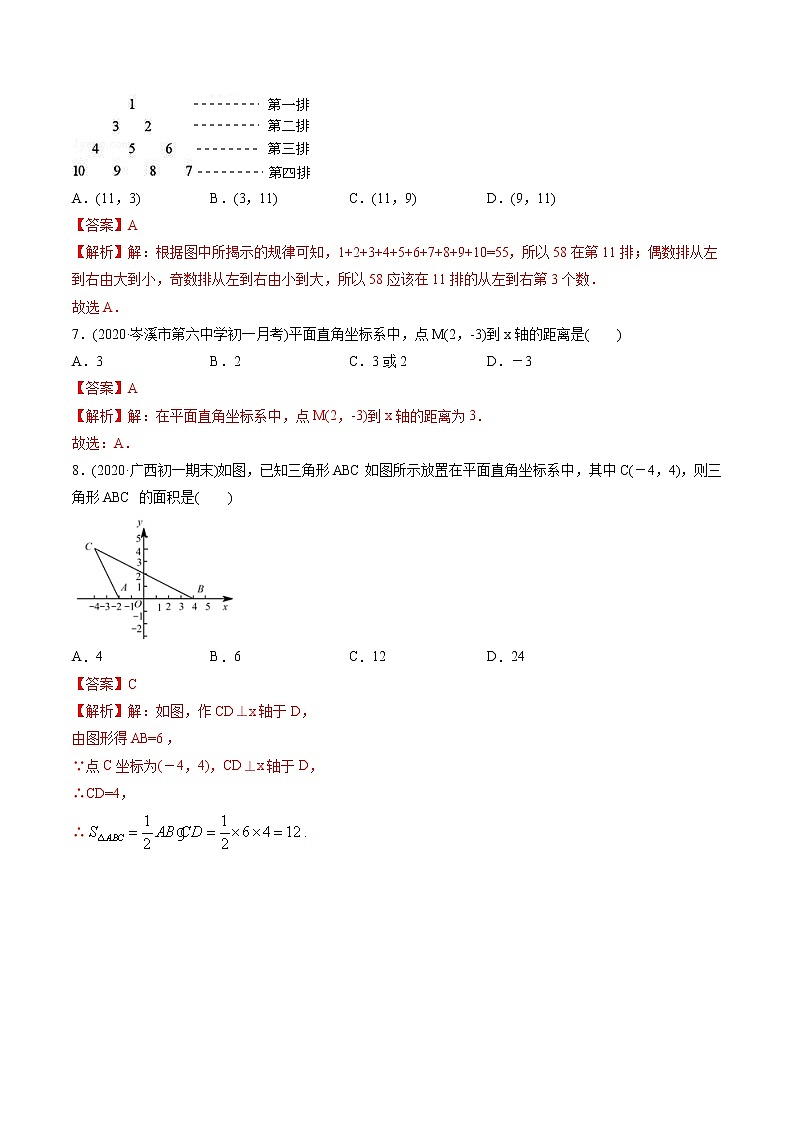 专题7.1 平面直角坐标系(测试)-2021年初中数学七年级下册同步讲练(教师版含解析)第3页