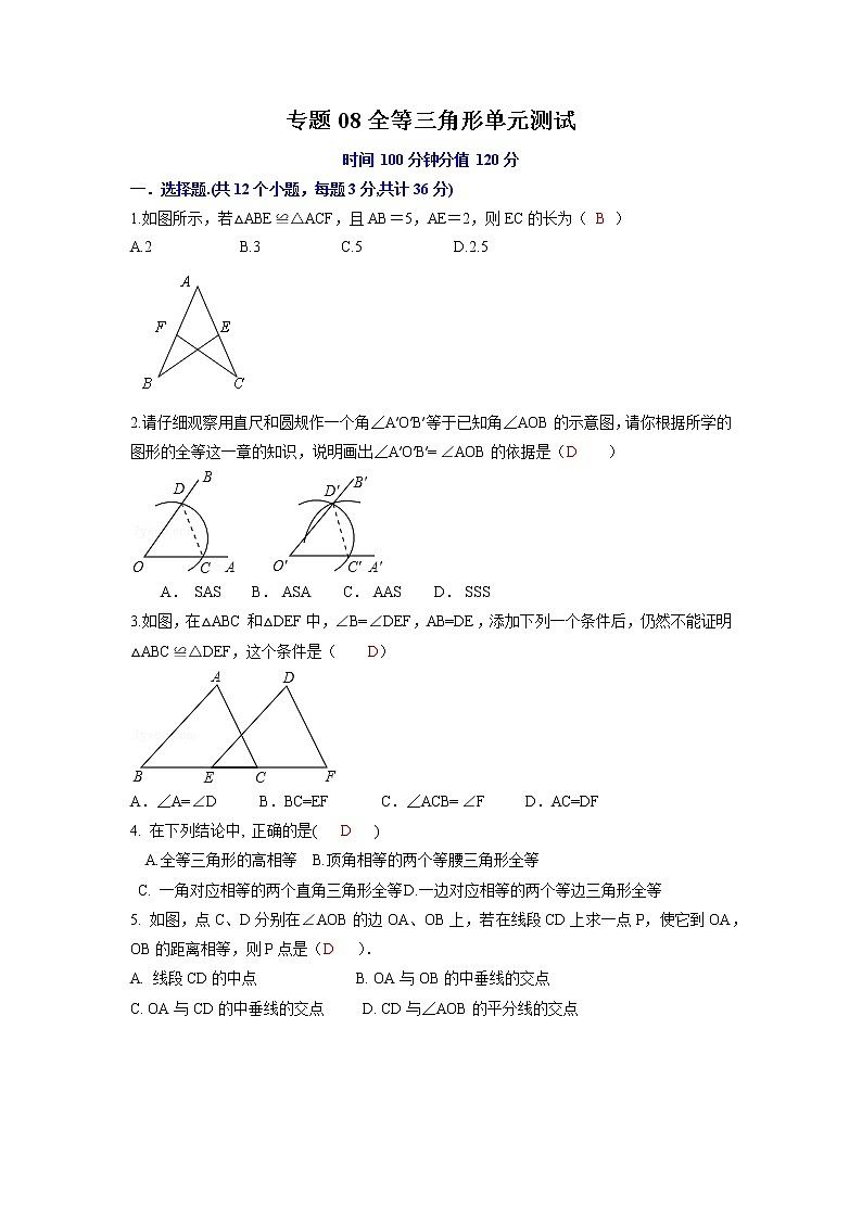 专题17 全等三角形单元测试(解析版) (2)第1页