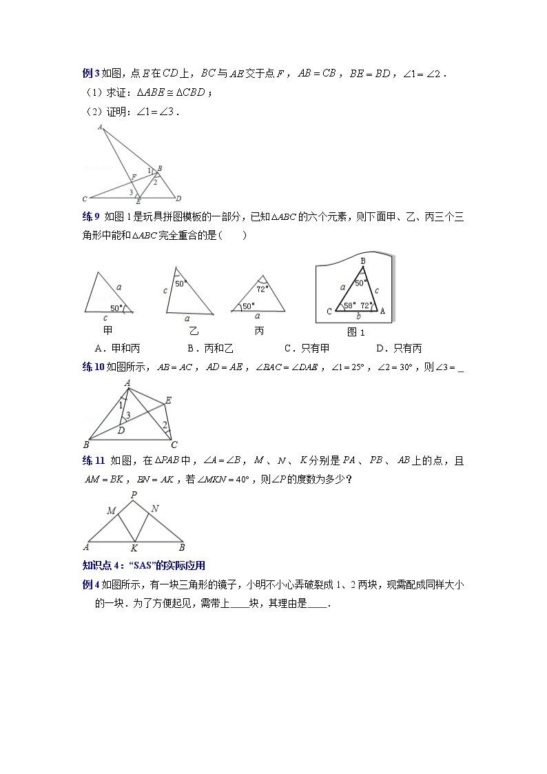 专题14. 全等三角形的判定-2021-2022学年八年级数学上册专题考点专练（人教版03
