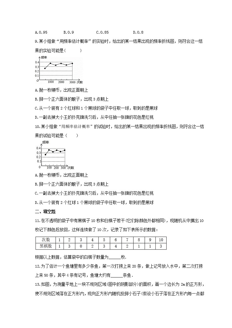 2021年沪科版数学九年级下册26.3《用频率估计概率》同步练习卷(含答案)第3页