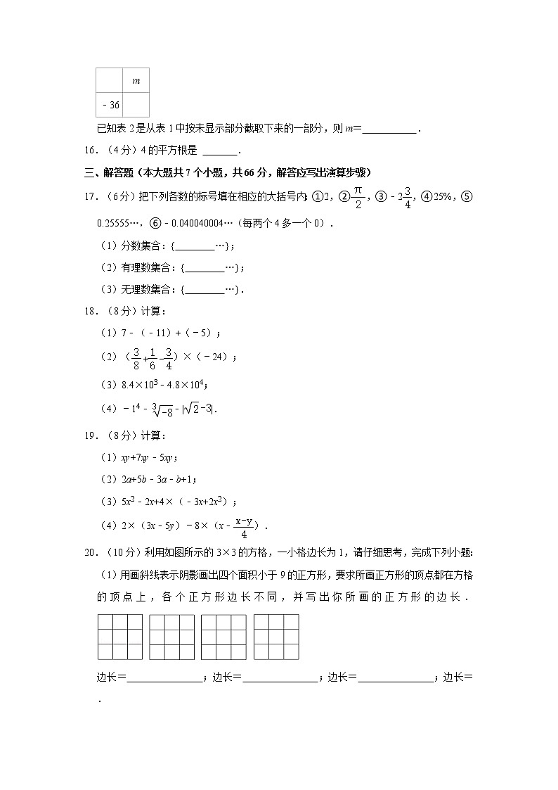 2021-2022学年浙江省杭州市萧山区七校联考七年级(上)期中数学试卷03