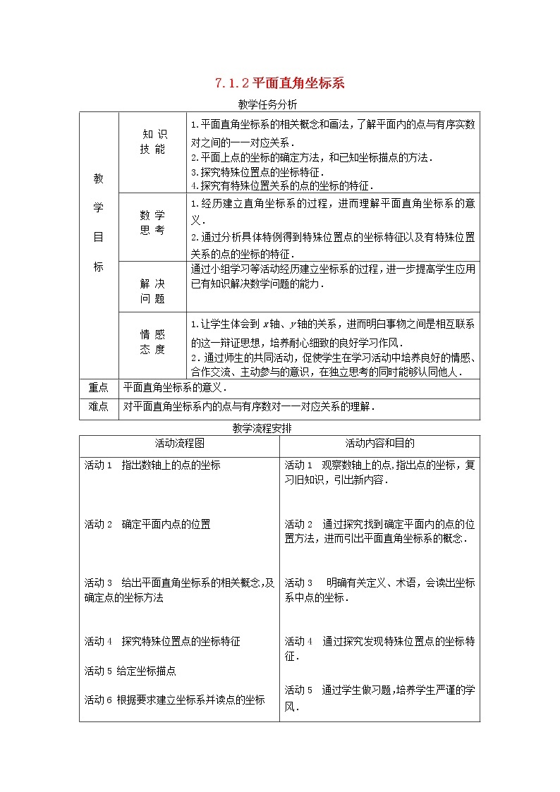 第2套人教初中数学七下  7.1.2 平面直角坐标系教案201