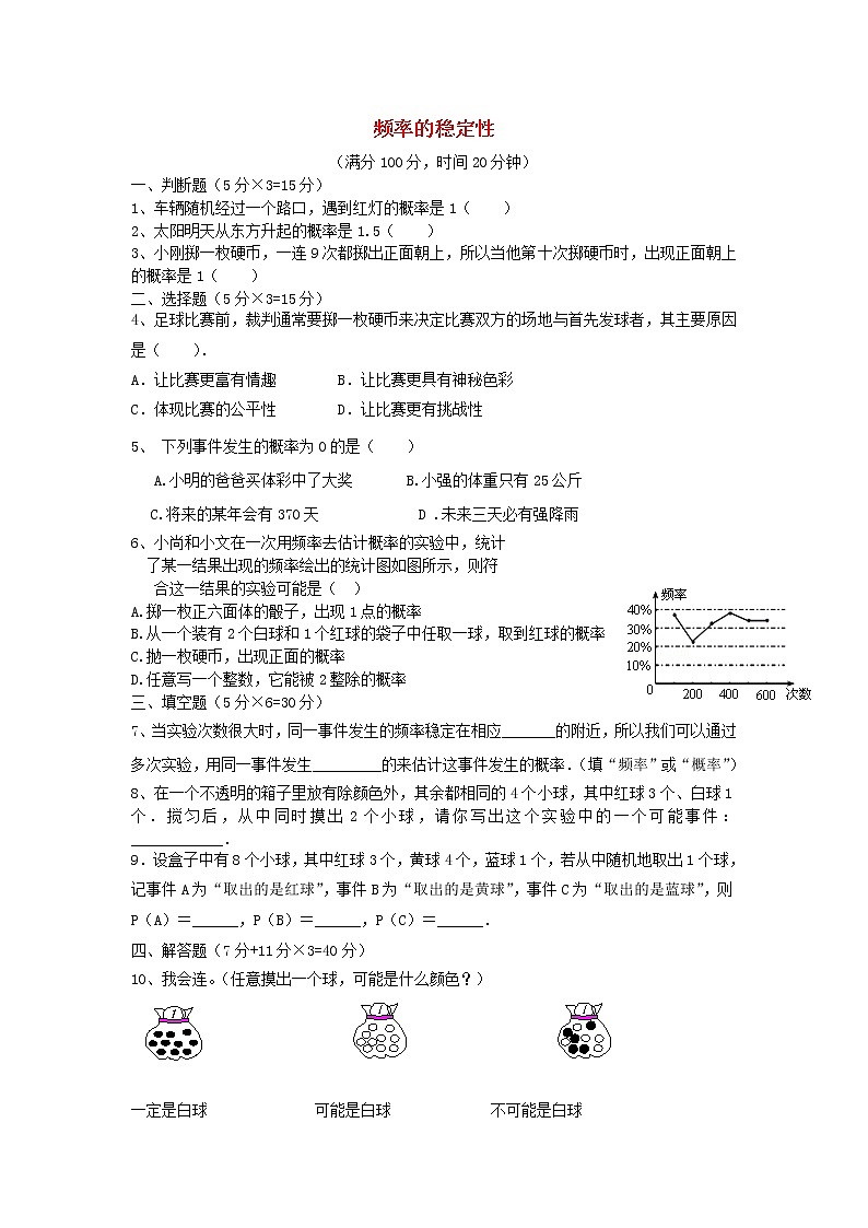 北师大初中数学七下《6.2频率的稳定性》word教案 (2)第1页