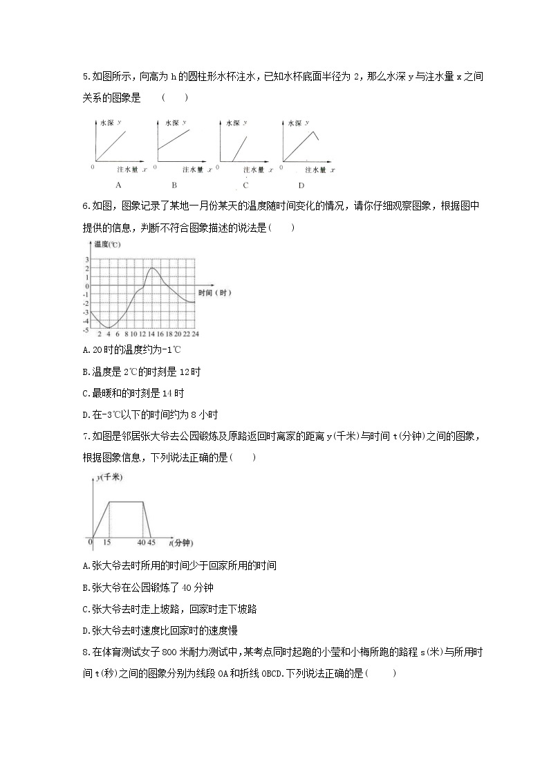 2022年北师大版数学七年级下册3.3《用图象表示的变量间关系》课时练习（含答案）02