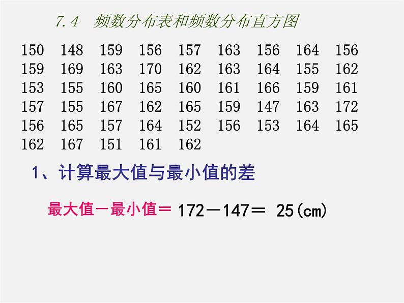 苏科初中数学八下《7.4 频数分布表和频数分布直方图》PPT课件 (2)第3页