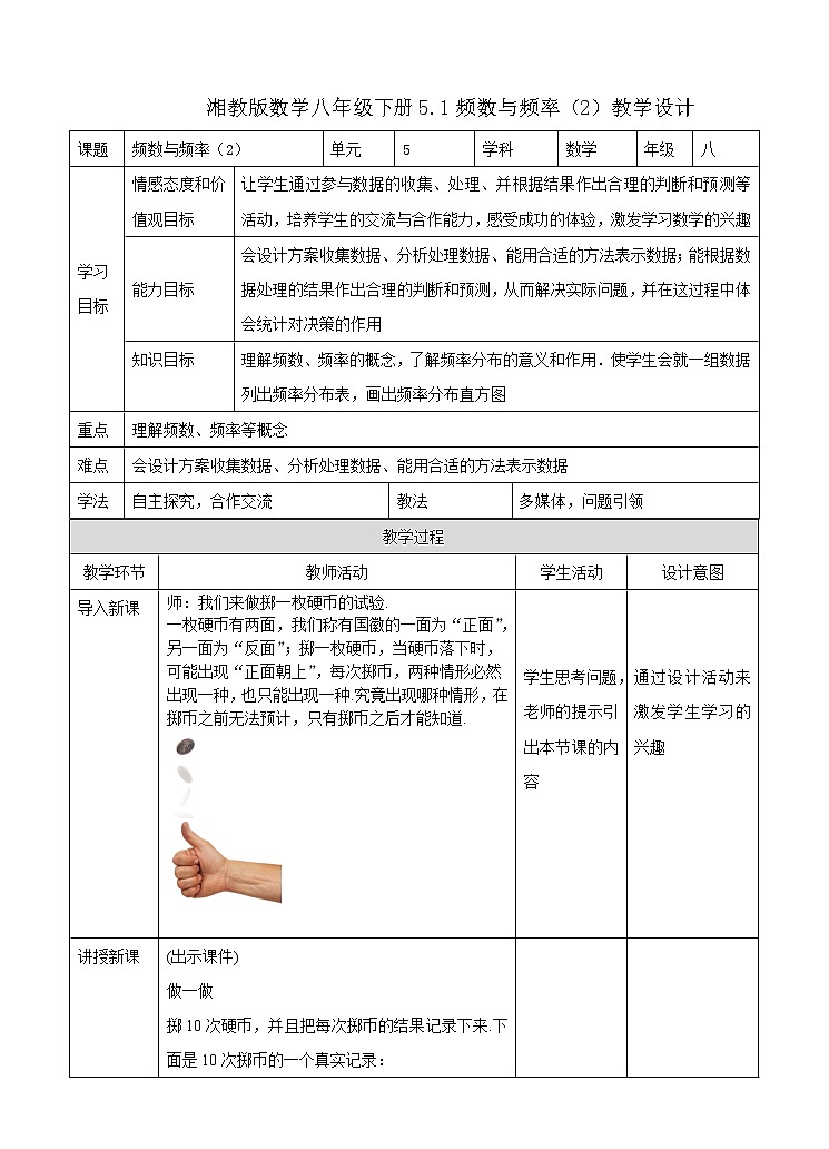 5.1頻數(shù)與頻率（2）教學(xué)設(shè)計第1頁
