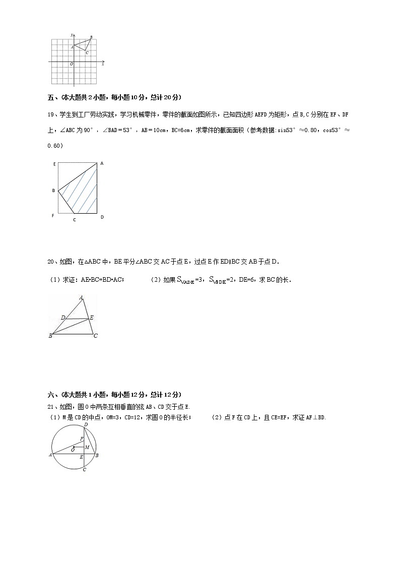 安徽省阜阳市颍上县2021-2022学年九年级上学期第四次摸底(期末)数学试卷 (word版 含答案)第3页