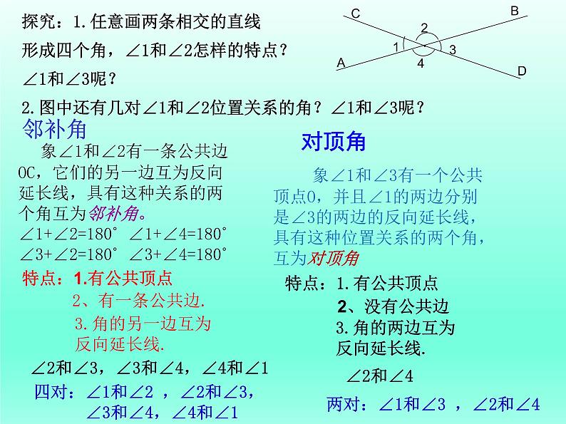 2021-2022学年人教版数学七年级下册5.1.1相交线课件第5页