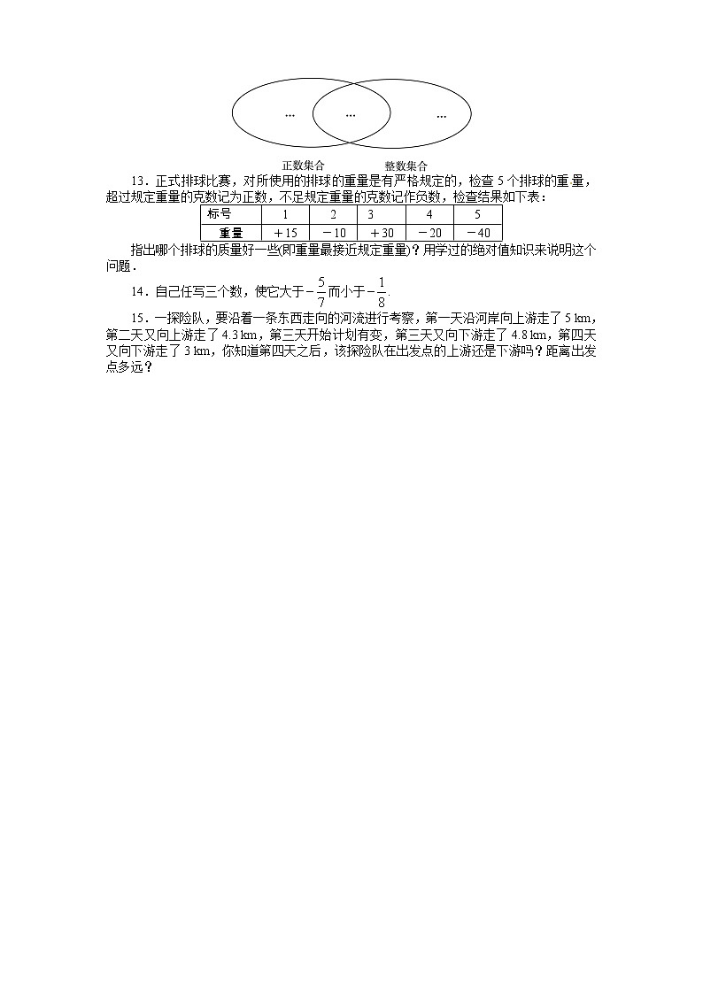 人教版七年级数学上册1.2有理数课后训练学案02