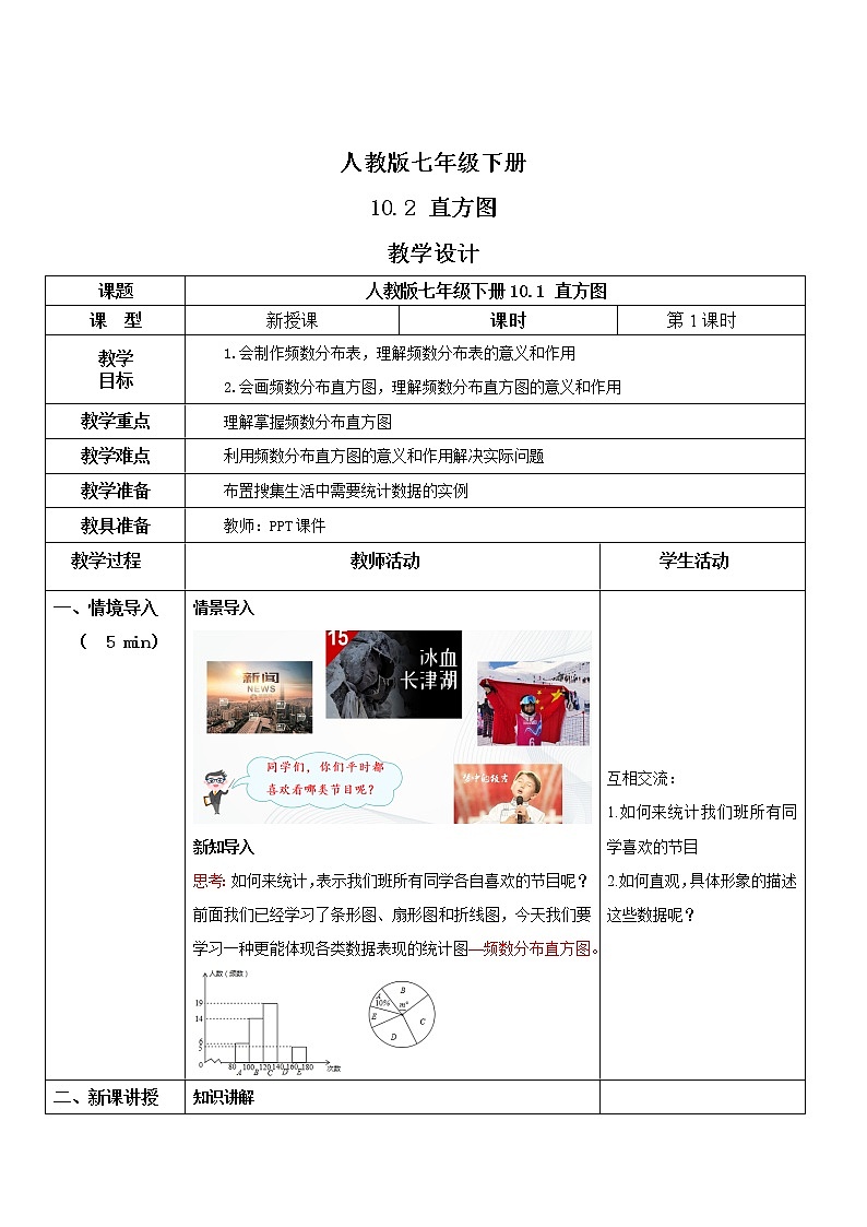 人教版七年级下册 10.2 直方图 课件+教案+练习01
