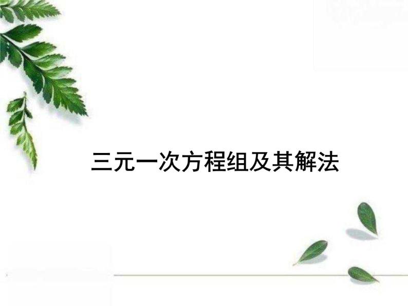 华师大版数学七年级下册第七章《三元一次方程组及其解法》同步课件01