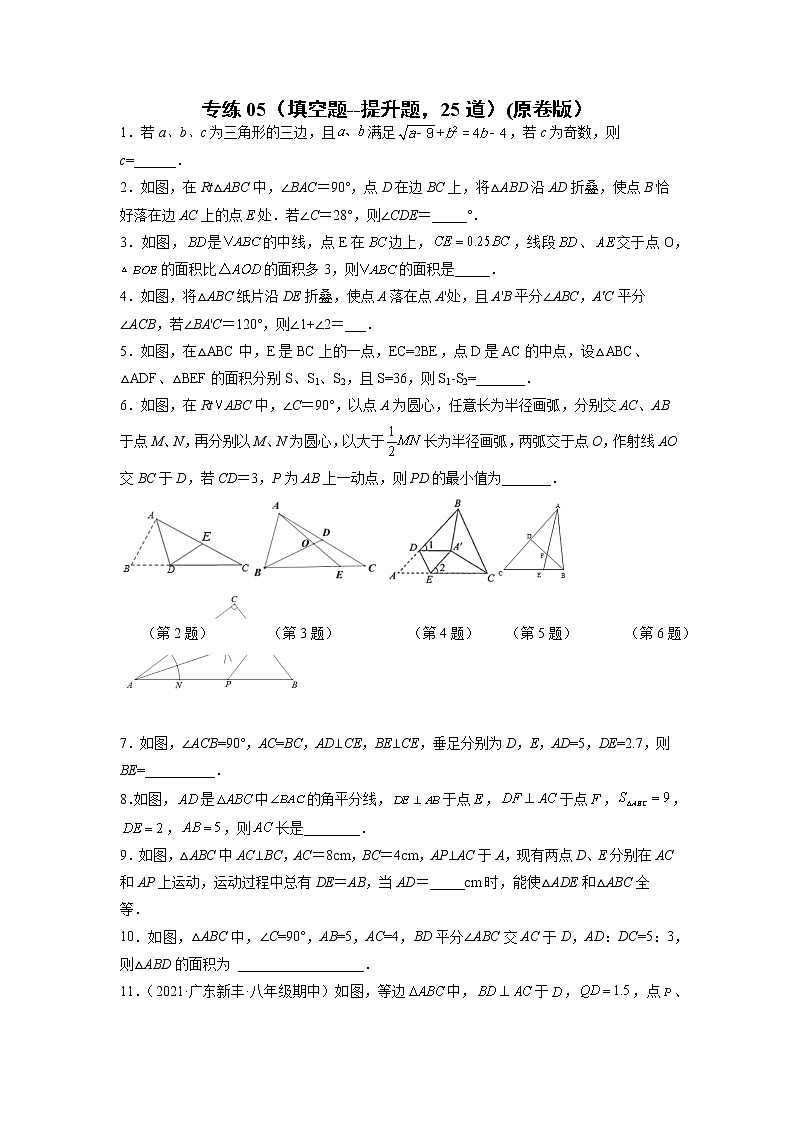 专练05(填空题--提升题,25道)-2021-2022学年八年级数学上学期期末考点必练(含解析)01