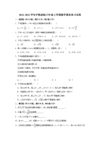 期末练习试卷 2021-2022学年沪教版（上海）八年级上册数学（word版 含答案）