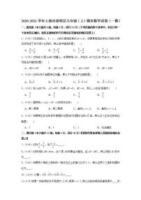 2020-2021學年上海市崇明區(qū)九年級（上）期末數(shù)學試卷（一模）