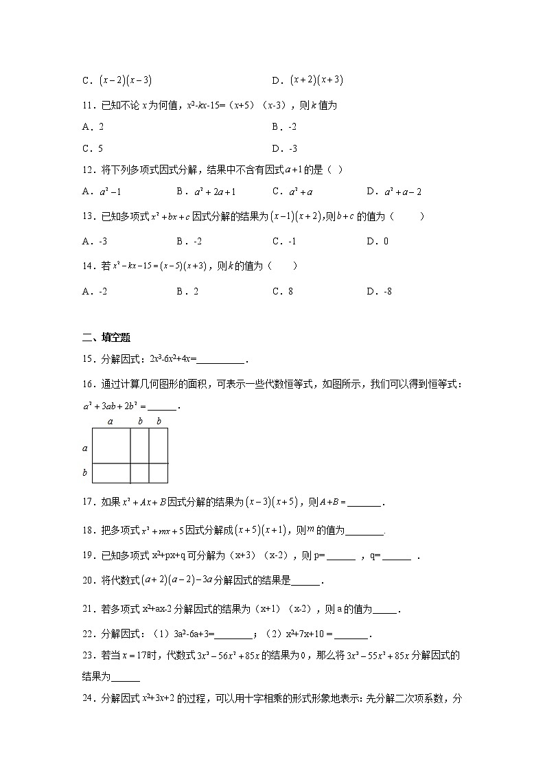 专题14.23 因式分解-十字相乘法(专项练习)-2021-2022学年八年级数学上册基础知识专项讲练(人教版)02