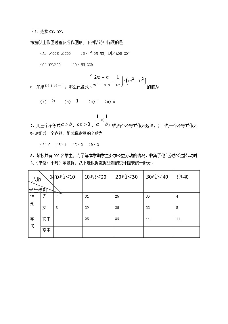 北京市2019年中考数学真题(含答案)第2页