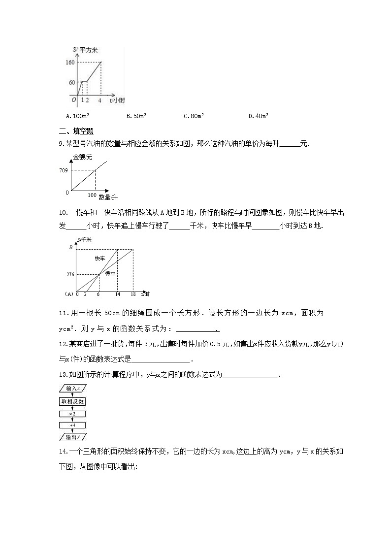 2022年冀教版数学八年级下册20.4《函数的初步应用》课时练习(含答案)03