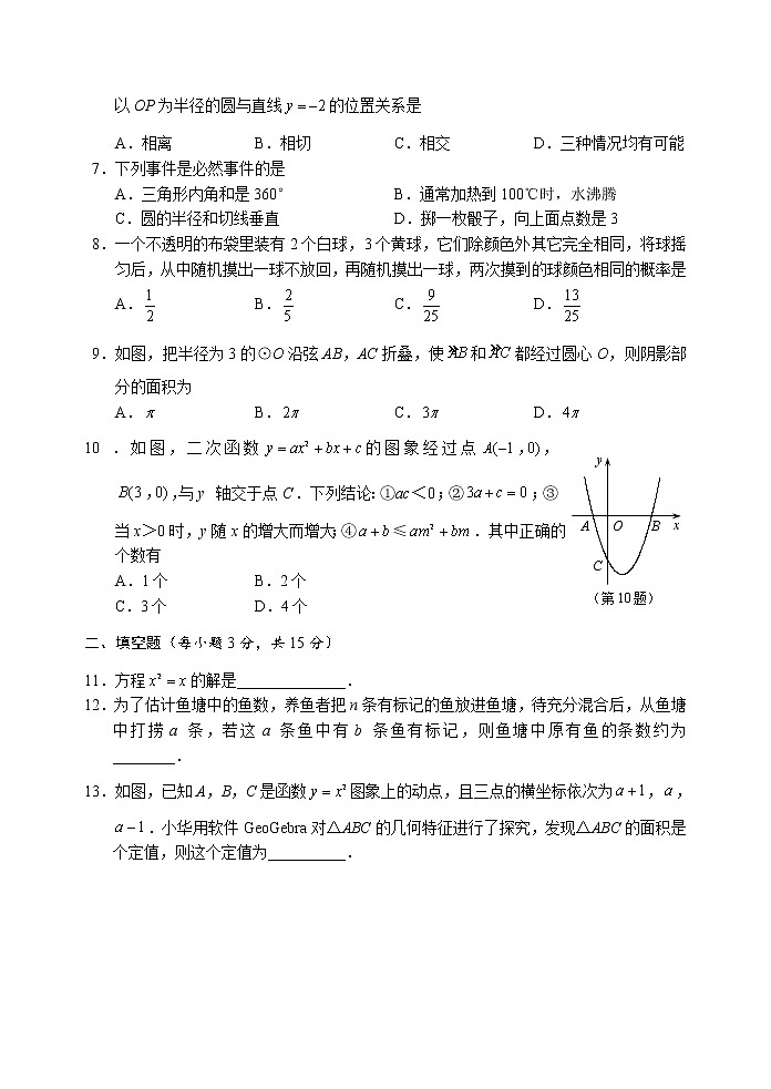 2021-2022學年河南省周口市川匯區(qū)上期期末考試卷人教版九年級數學（含答案）第2頁