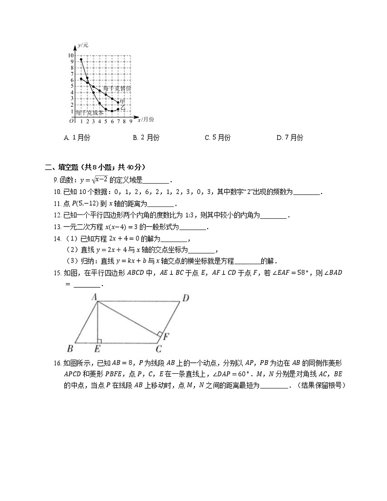 2021年北京朝阳区北京中央美术实验学校八年级下期末数学试卷02