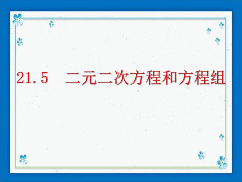 21.5 二元二次方程和方程组 课件（12张ppt）01