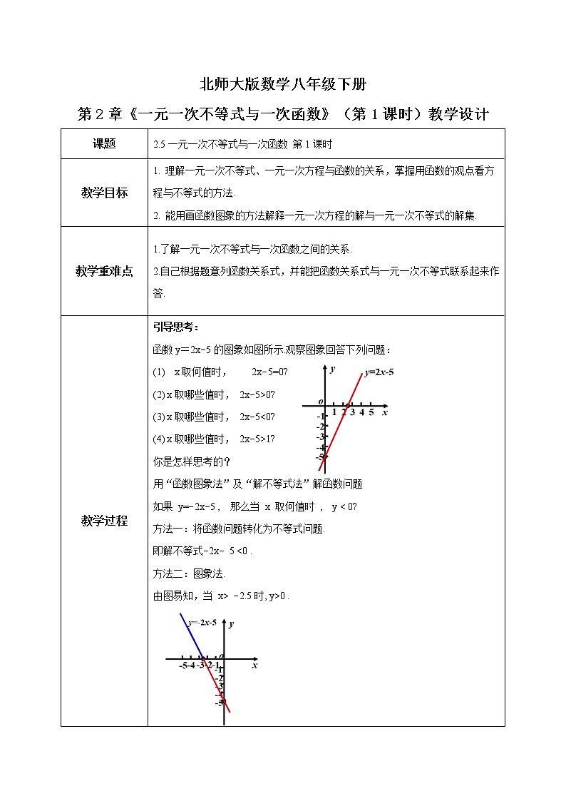 北师大数学八下第二单元《一元一次不等式与一次函数》(第1课时)课件(送教案+练习)01