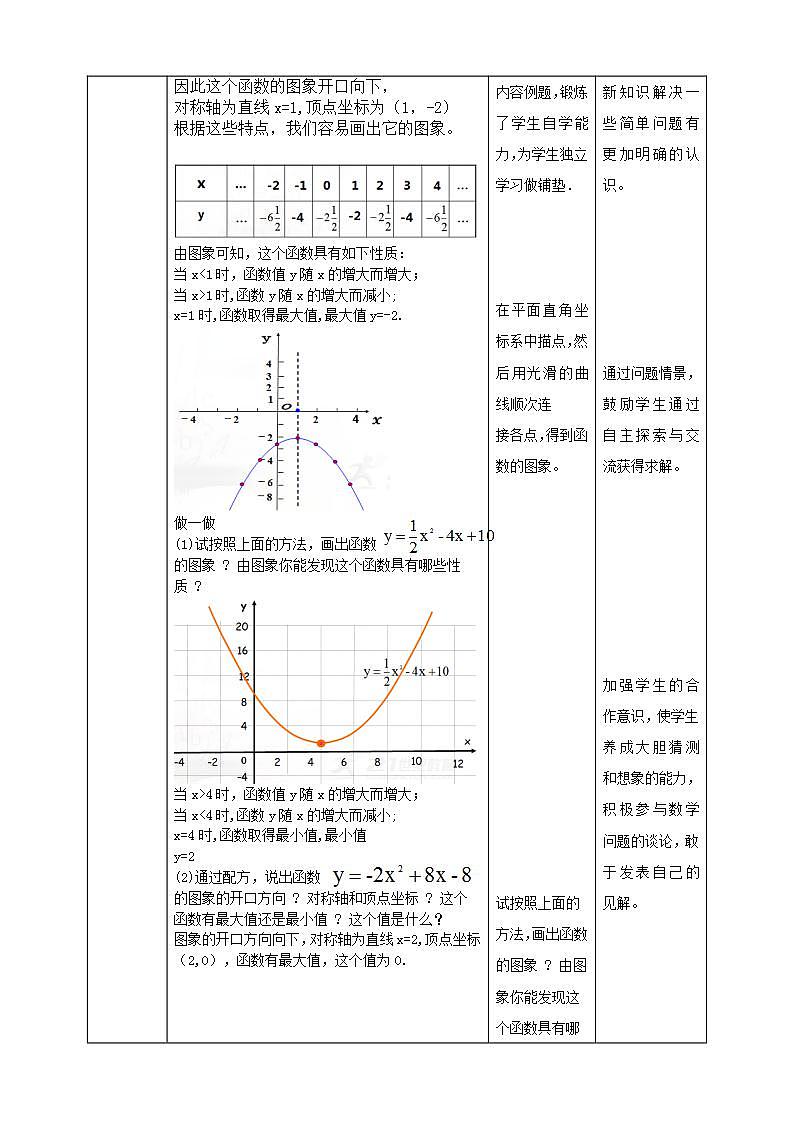 26.2.5 二次函数y=ax2+bx+c的图像和性质 第5课时 教学设计第2页