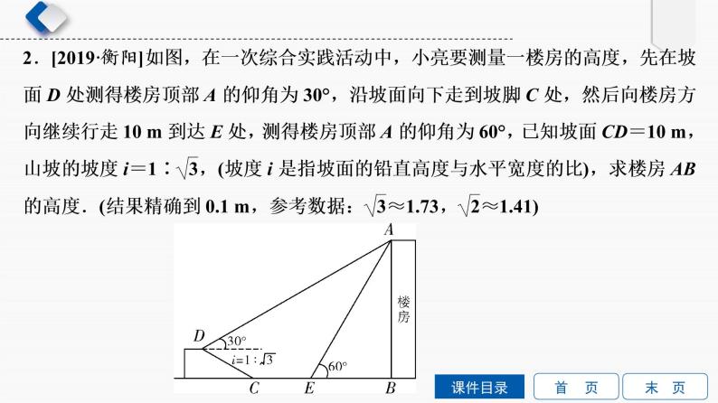 专题提升(14)　利用解直角三角形进行测量课件PPT07