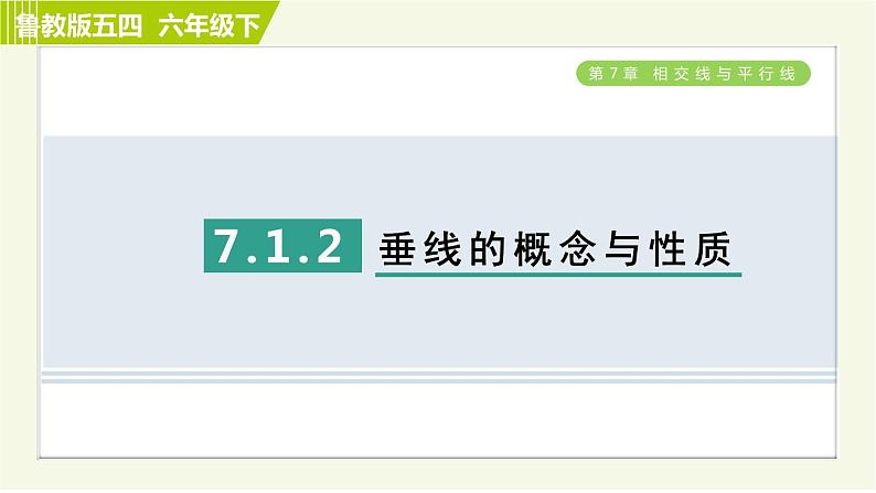 鲁教五四版六年级下册数学 第7章 7.1.2 垂线的概念与性质 习题课件01