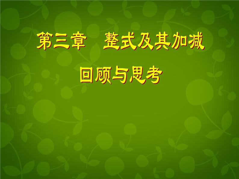 北师大初中数学七上《3.0第三章 整式及其加减》PPT课件 (2)01