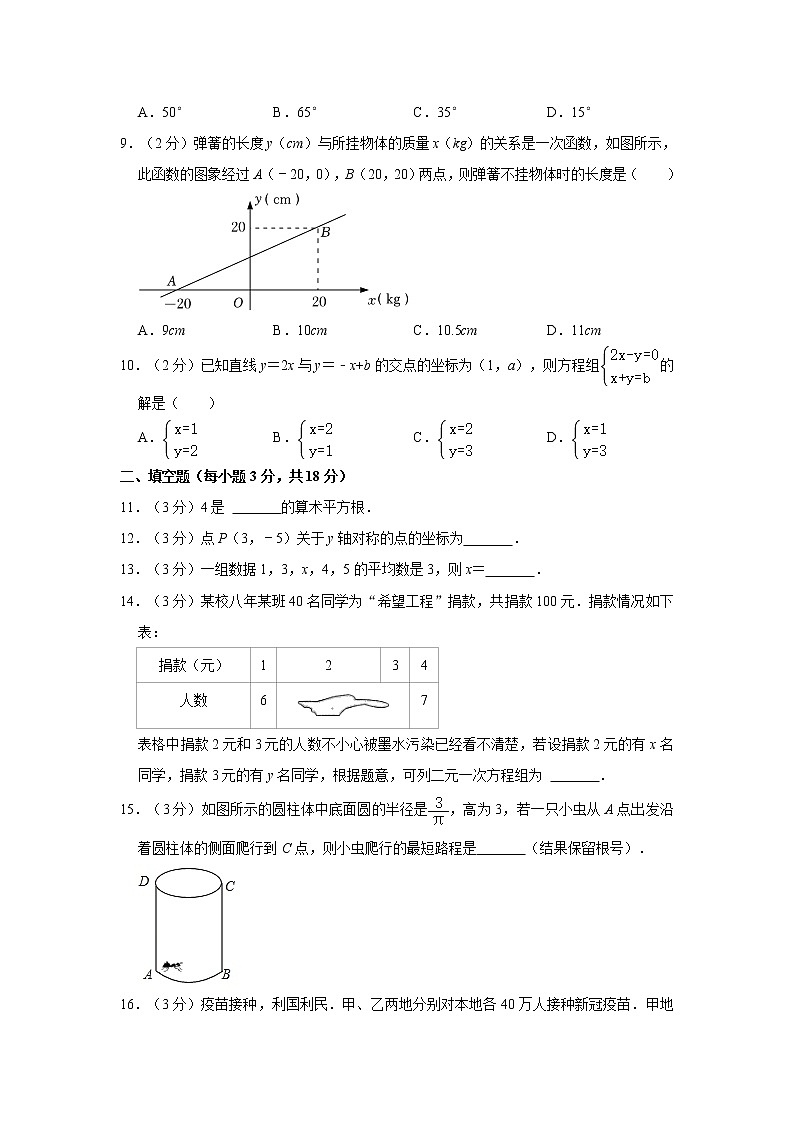 2021-2022學(xué)年遼寧省沈陽市大東區(qū)八年級（上）期末數(shù)學(xué)試卷  解析版第2頁