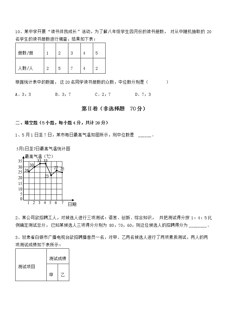 2021-2022学年京改版七年级数学下册第九章数据的收集与表示专项测评试卷(精选)第3页