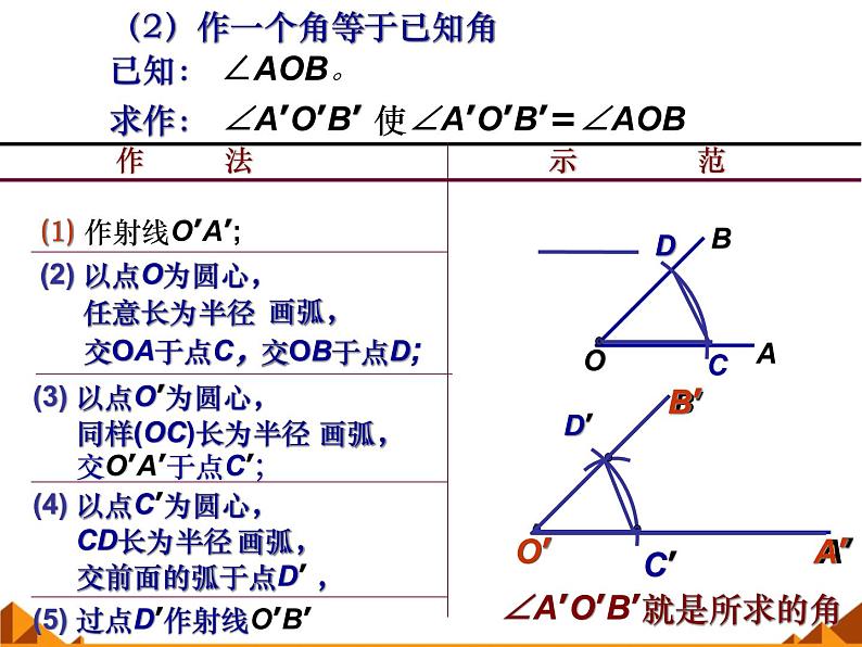 华东师大版数学八年级上册 13.4.2 作一个角等于已知角_(1)(课件)第4页