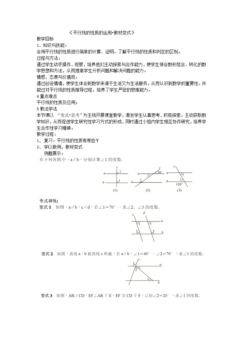 华东师大版数学七年级上册 5.2.2 平行线的判定 教案01