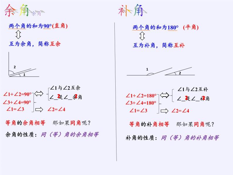 华东师大版数学七年级上册 4.6.3 余角和补角(2) 课件02