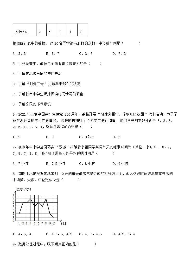 知识点详解京改版七年级数学下册第九章数据的收集与表示综合测评试题(含解析)第2页